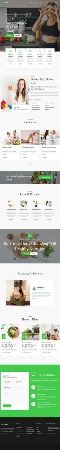 healthvest mini website template desktop screenshot