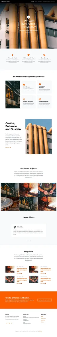 industries mini website template desktop screenshot