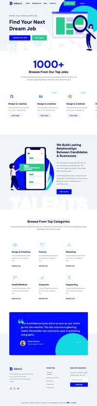 jobsco mini website template desktop screenshot