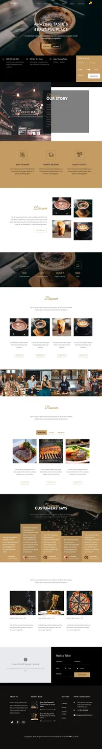 coffee mini website template desktop screenshot