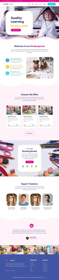 kindergarten mini website template desktop screenshot