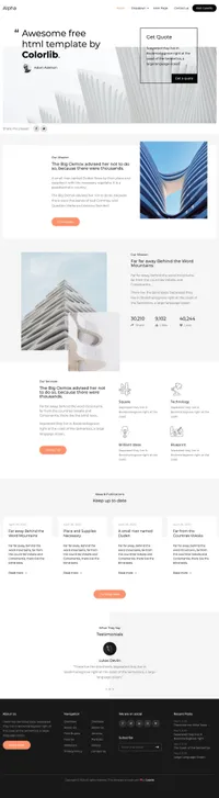 alpha mini website template desktop screenshot