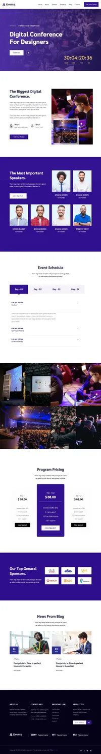 eventz mini website template desktop screenshot