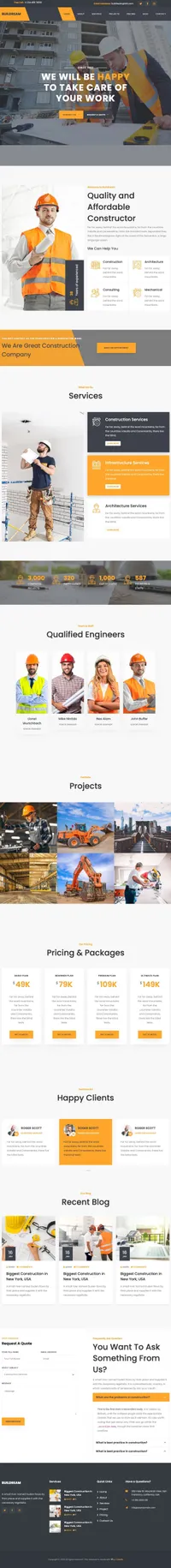 buildream mini website template desktop screenshot