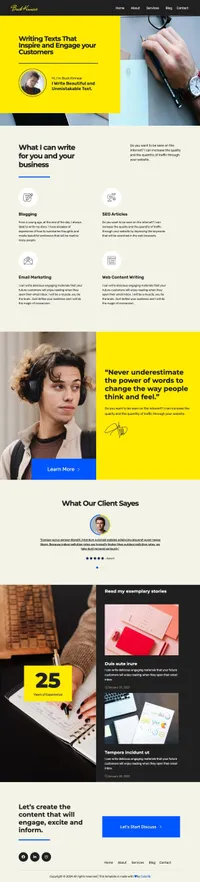 buckkinnear mini website template desktop screenshot