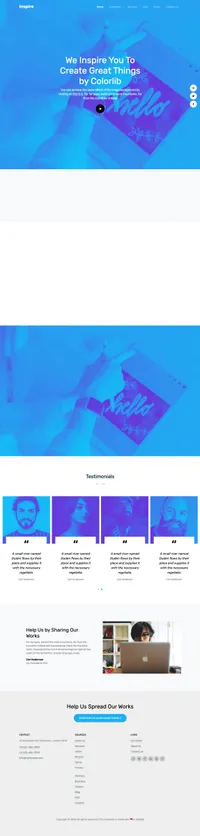 inspire mini website template desktop screenshot