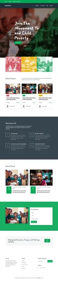 fundraiser mini website template desktop screenshot