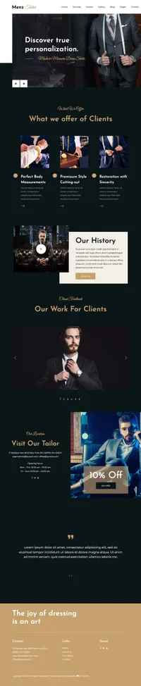 menztailor mini website template desktop screenshot