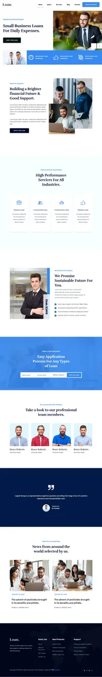 loan mini website template desktop screenshot