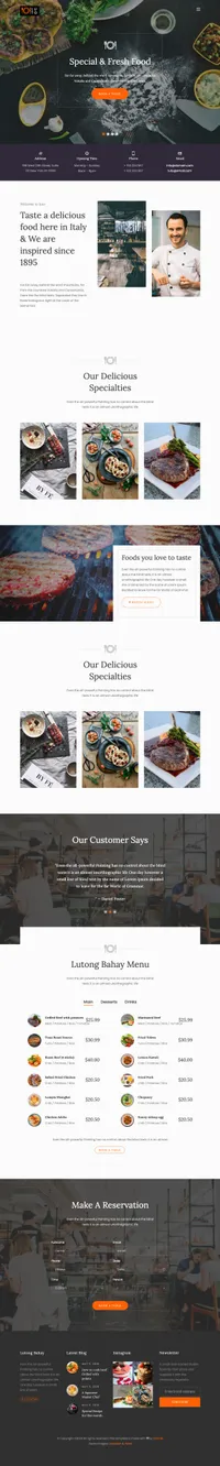 luto mini website template desktop screenshot