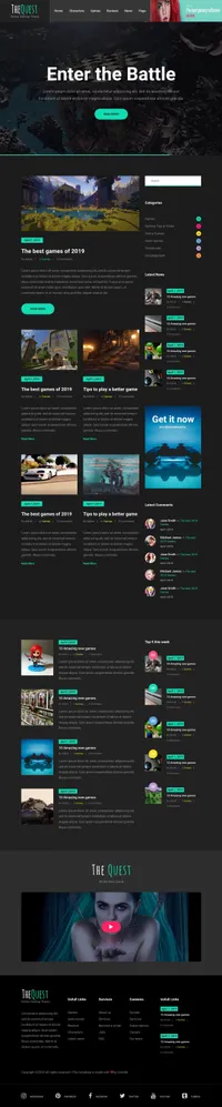 the-quest mini website template desktop screenshot