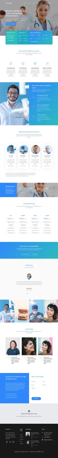 dentacare mini website template desktop screenshot