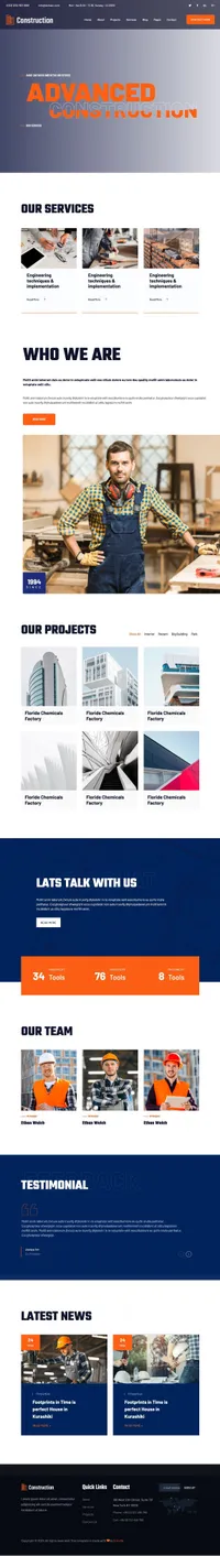 constructioncompany mini website template desktop screenshot