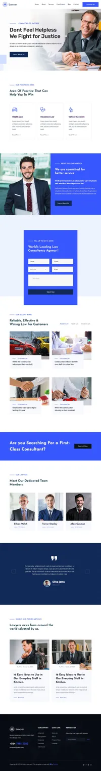 thelawyer mini website template desktop screenshot