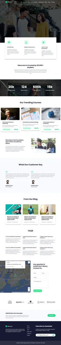 educrown mini website template desktop screenshot