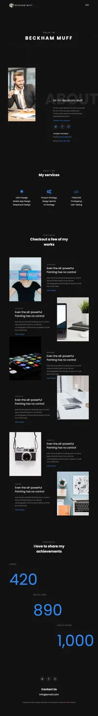 beckham mini website template desktop screenshot