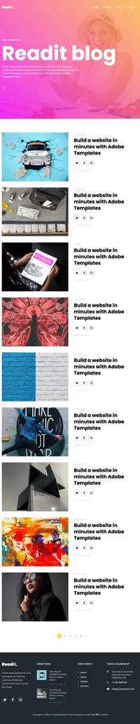readit mini website template desktop screenshot