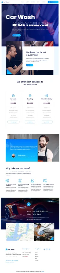 carwash mini website template desktop screenshot