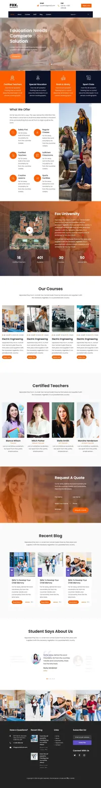 fox mini website template desktop screenshot