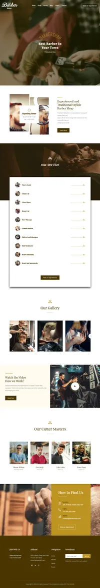 the-barber mini website template desktop screenshot