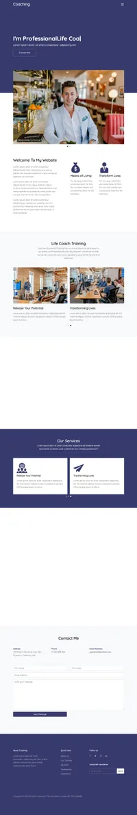 coaching mini website template desktop screenshot