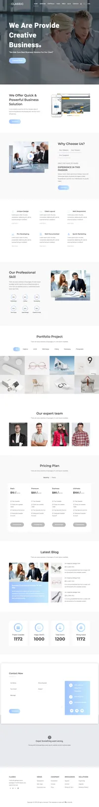 classic mini website template desktop screenshot