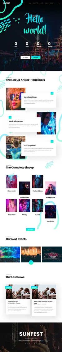 sunfest mini website template desktop screenshot