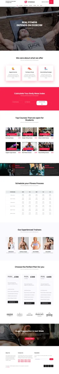 gym mini website template desktop screenshot