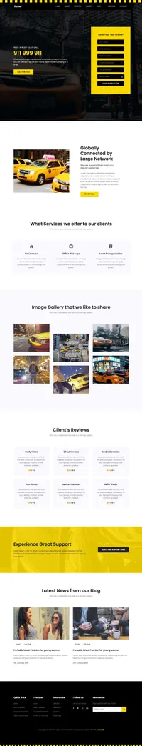 taxi mini website template desktop screenshot