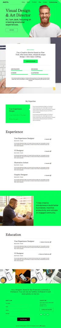 jackco mini website template desktop screenshot