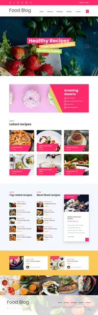 foodblog mini website template desktop screenshot