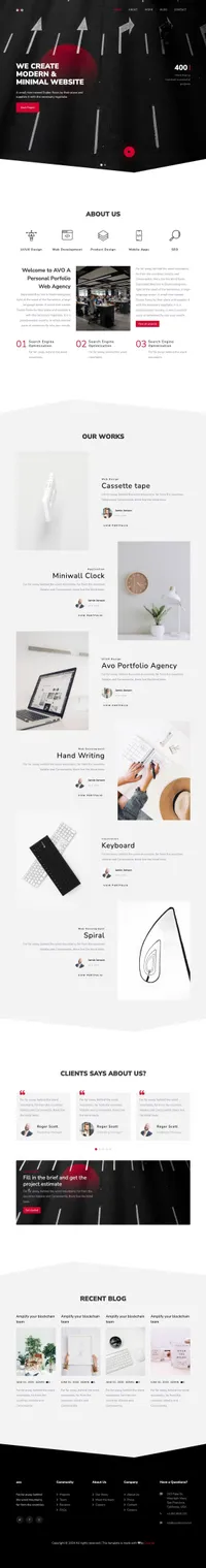 avo mini website template desktop screenshot