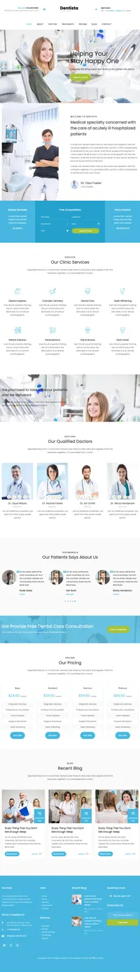 dentista mini website template desktop screenshot