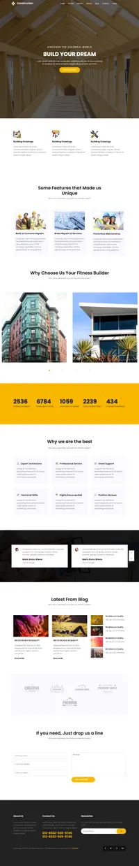 construction mini website template desktop screenshot