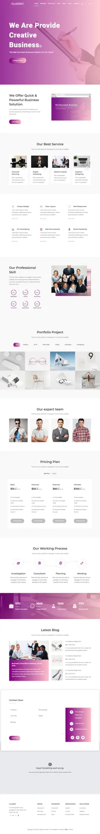 classic mini website template desktop screenshot