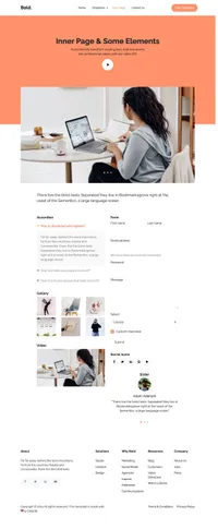 bold mini website template desktop screenshot