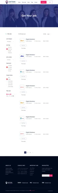 jobfinderportal mini website template desktop screenshot