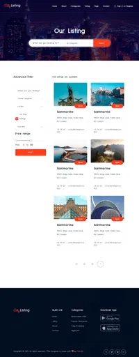 citylisting mini website template desktop screenshot