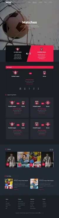 soccer mini website template desktop screenshot