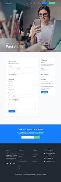 jobportal mini website template desktop screenshot