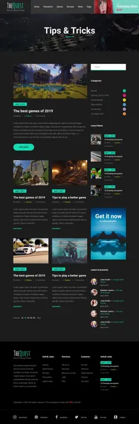 the-quest mini website template desktop screenshot