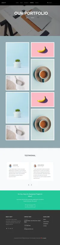 craft mini website template desktop screenshot