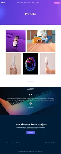 melan mini website template desktop screenshot