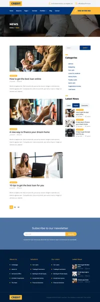 credit mini website template desktop screenshot