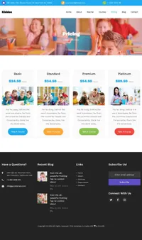 kiddos mini website template desktop screenshot