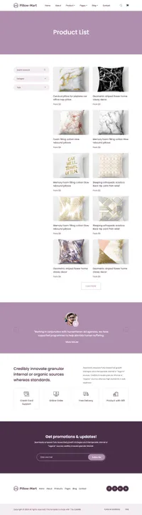pillow-mart mini website template desktop screenshot