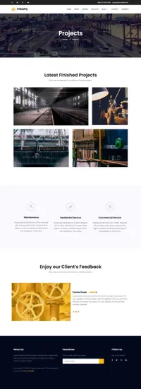 industry mini website template desktop screenshot
