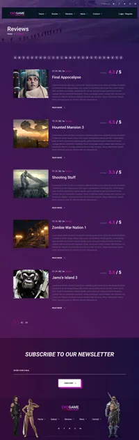 endgam mini website template desktop screenshot