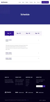 eventz mini website template desktop screenshot