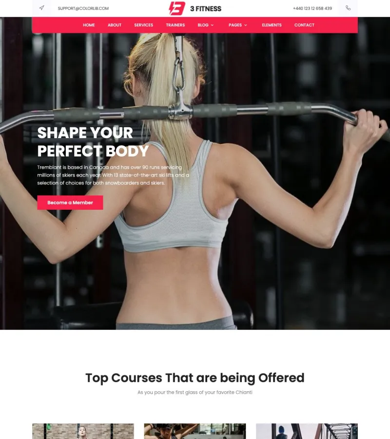 fitness website template desktop screenshot